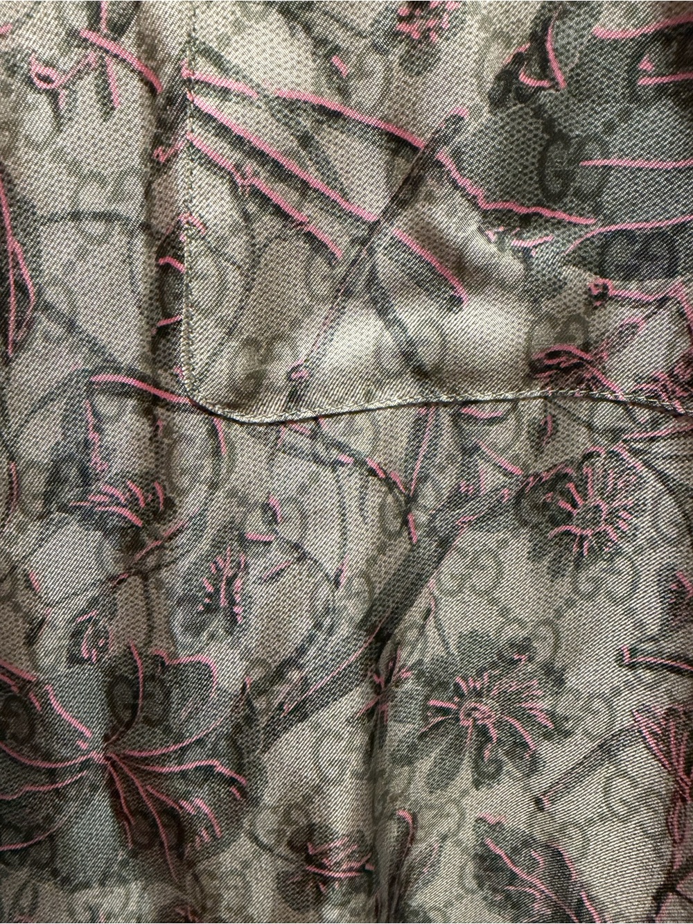 New Gucci GG Supreme Logo Floral Silk Pajamas Sleepwear Green Pink Size 44 US L - Picture 6 of 14
